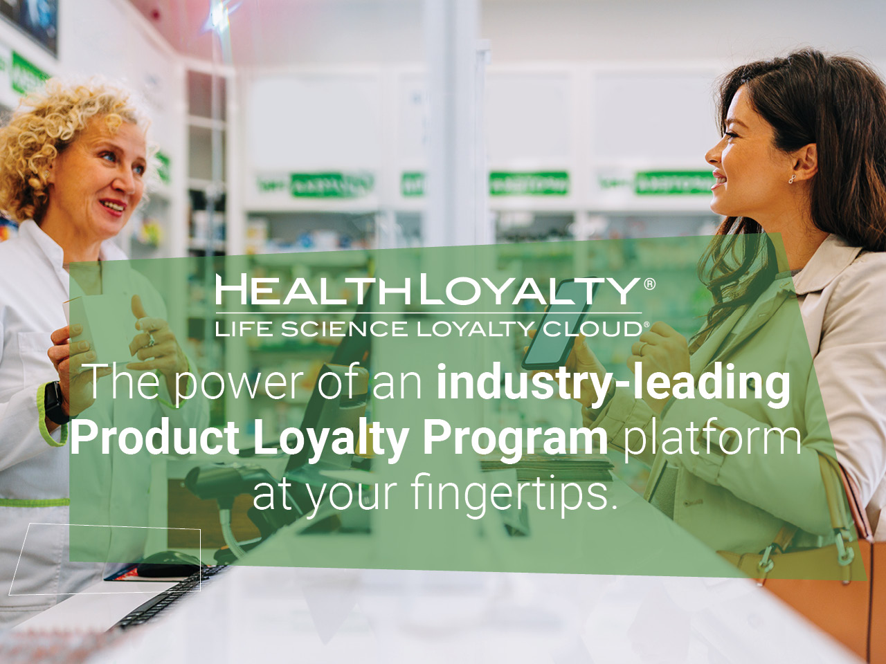 Patient showing loyalty offer to pharmacist for OTC product.